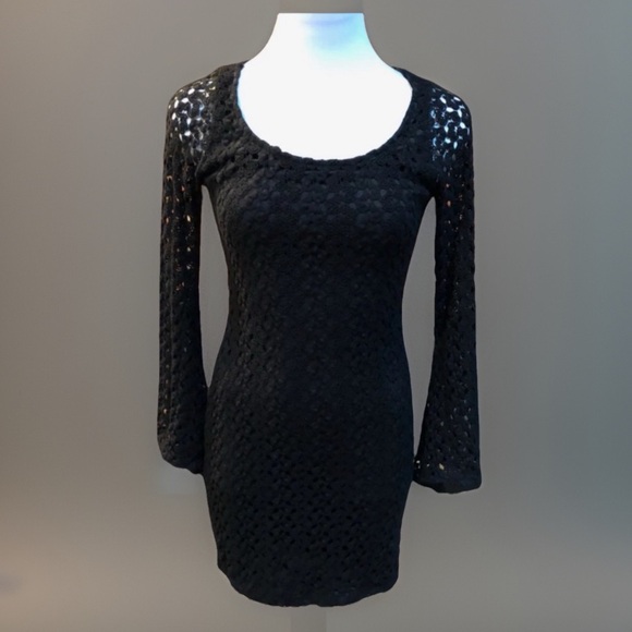 Unknown Dresses & Skirts - Vintage Black Coachella Chic Eyelet Mini Dress